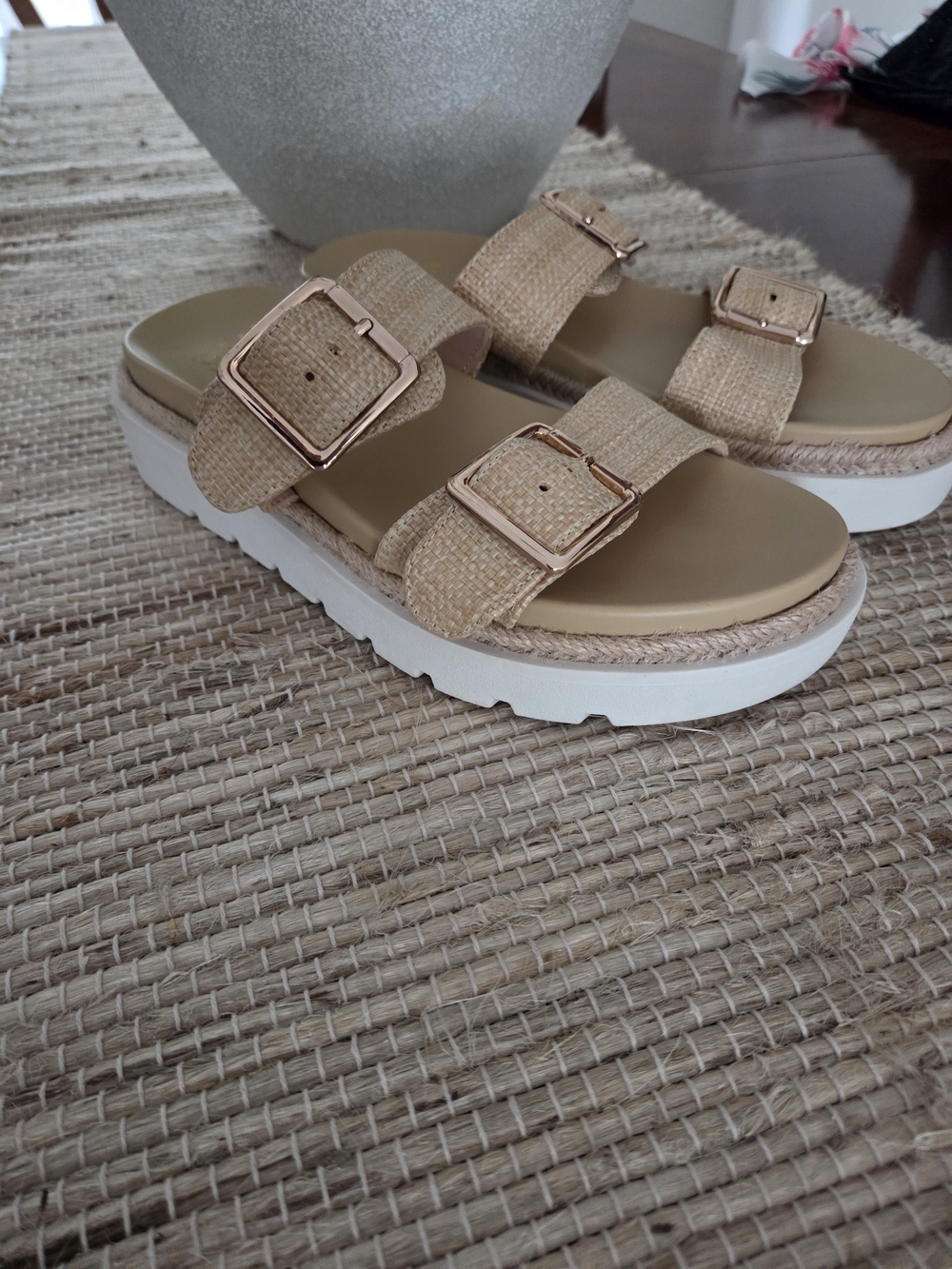 Madden Nyc Women’s Tan Double-Buckle Platform Sandals